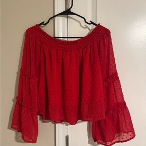 Pink Lily Red Off-Shoulder Blouse